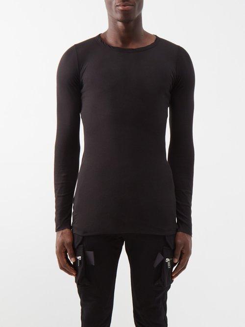 Rick Owens - Twist-neck Cotton-jersey Long-sleeved T-shirt - Mens - Black