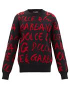 Dolce & Gabbana - Logo-jacquard Knitted Sweater - Mens - Black Red