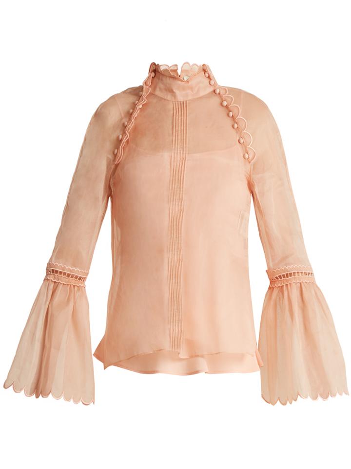 Fendi Scallop-edged Cotton-mousseline Blouse