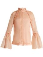 Fendi Scallop-edged Cotton-mousseline Blouse