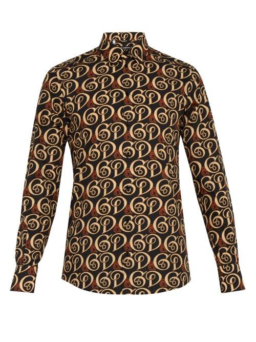 Matchesfashion.com Dolce & Gabbana - Liberty Logo Print Cotton Shirt - Mens - Black Multi