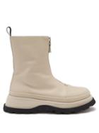 Ladies Shoes Jil Sander - Exaggerated-sole Zipped Leather Boots - Womens - Beige