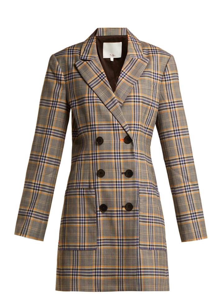 Tibi Lucas Checked Canvas Blazer Dress