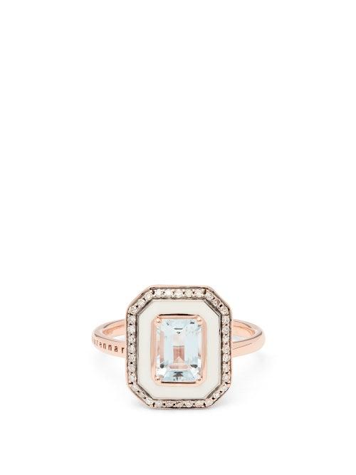 Selim Mouzannar - Mina Diamond, Aquamarine & 18kt Rose-gold Ring - Womens - White Multi