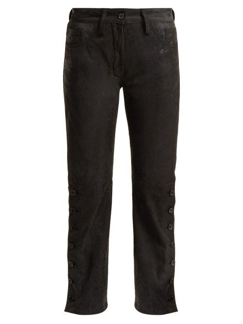 Matchesfashion.com Ann Demeulemeester - Distressed Leather Trousers - Womens - Black