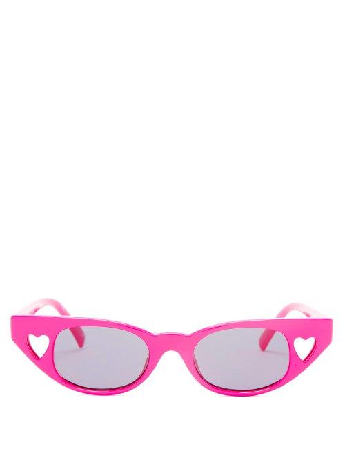Matchesfashion.com Le Specs - The Heartbreaker Cat Eye Acetate Sunglasses - Womens - Pink