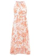 Matchesfashion.com Heidi Klein - Belize Coral Print Dipped Hem Silk Dress - Womens - Red White