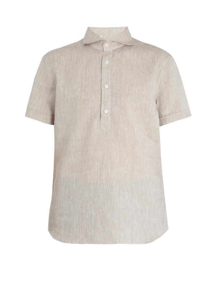 Thom Sweeney Short-sleeve Linen Shirt