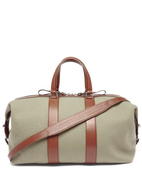 Mens Bags Ralph Lauren Purple Label - Canvas And Leather Holdall - Mens - Tan