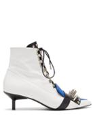 Matchesfashion.com Marques'almeida - Studded Lace Up Leather Ankle Boots - Womens - Blue White