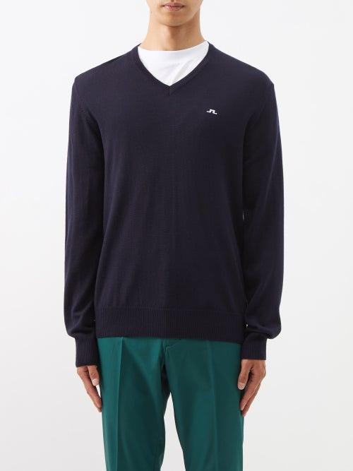 J.lindeberg - Lymann V-neck Merino Sweater - Mens - Navy