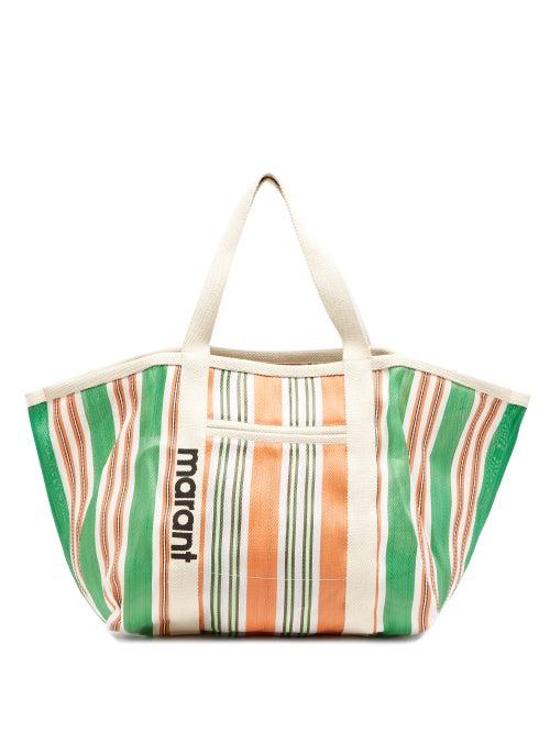 Matchesfashion.com Isabel Marant - Warden Striped Canvas Tote Bag - Womens - Green Multi