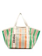 Matchesfashion.com Isabel Marant - Warden Striped Canvas Tote Bag - Womens - Green Multi