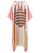 Matchesfashion.com Self-portrait - Geometric Print Satin Kaftan - Womens - Multi