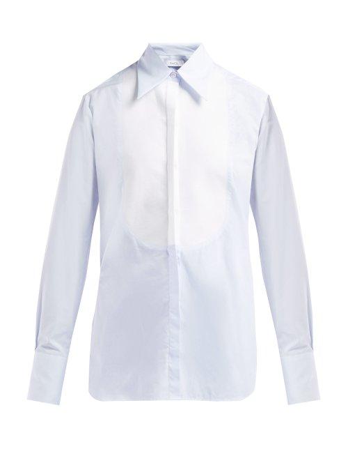 Matchesfashion.com Racil - Manny Bib Panel Cotton Shirt - Womens - Light Blue
