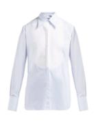 Matchesfashion.com Racil - Manny Bib Panel Cotton Shirt - Womens - Light Blue