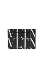Matchesfashion.com Valentino Garavani - Vltn-print Leather Cardholder - Mens - Black White