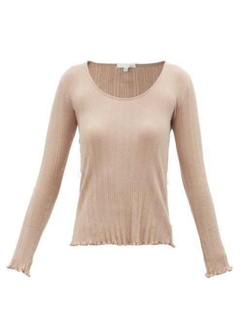 Skin - Reanna Ribbed-knit Cotton Pyjama Top - Womens - Beige