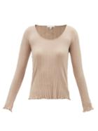 Skin - Reanna Ribbed-knit Cotton Pyjama Top - Womens - Beige