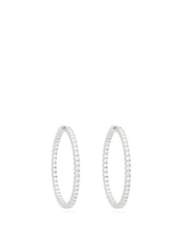 Matchesfashion.com Lynn Ban - Cubic-zirconia & Sterling-silver Hoop Earrings - Womens - White