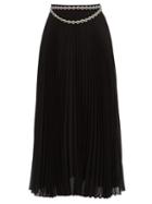 Matchesfashion.com Christopher Kane - Jewelled Pleated Crepe Skirt - Womens - Black
