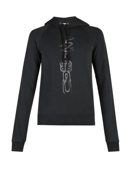 Matchesfashion.com Saint Laurent - Gunshot Print Hooded Sweatshirt - Mens - Black