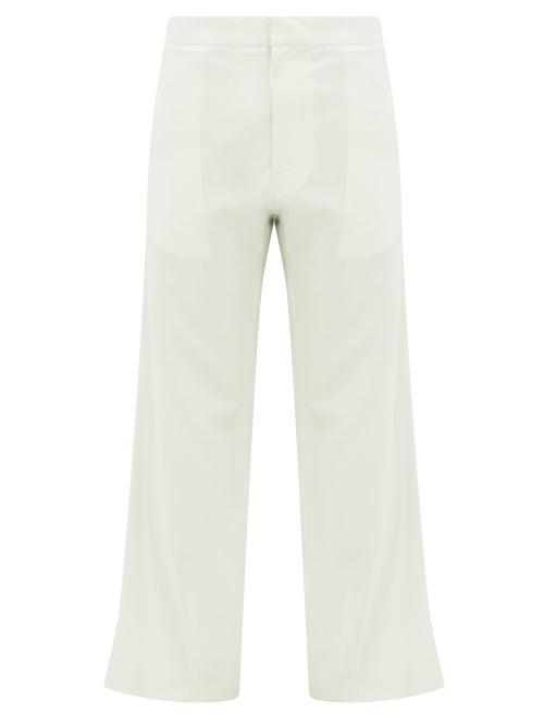 Matchesfashion.com Edward Crutchley - Cropped-cuff Wool-poplin Suit Trousers - Mens - Green