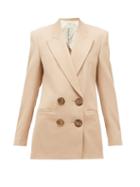 Matchesfashion.com Petar Petrov - Jimi Double-breasted Wool-twill Jacket - Womens - Nude