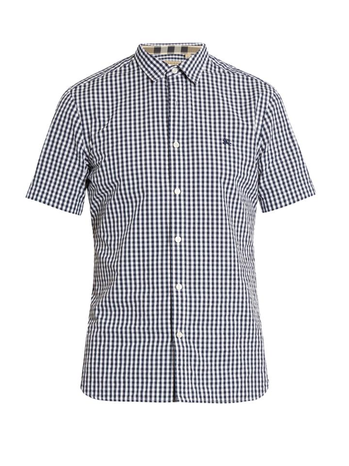 Burberry Short-sleeved Gingham Cotton Shirt