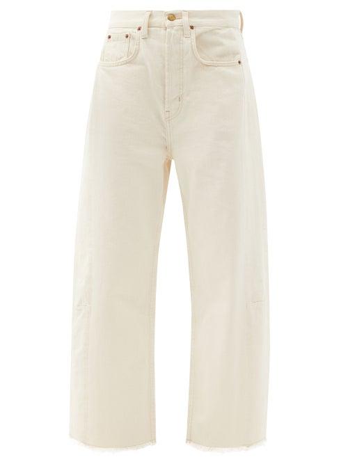 Matchesfashion.com B Sides - Lasso Raw-hem Deadstock-denim Jeans - Womens - Ivory
