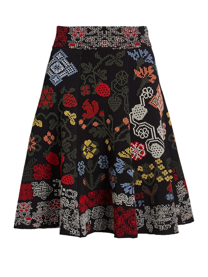 Alexander Mcqueen Cross-stitch Jacquard A-line Skirt