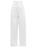 Matchesfashion.com Bottega Veneta - High-rise Wide-leg Trousers - Womens - White