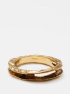 Saint Laurent - Hammered Metal Bangle - Womens - Yellow Gold