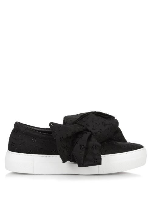 Joshua Sanders Broderie-anglaise Bow Slip-on Platform Trainers