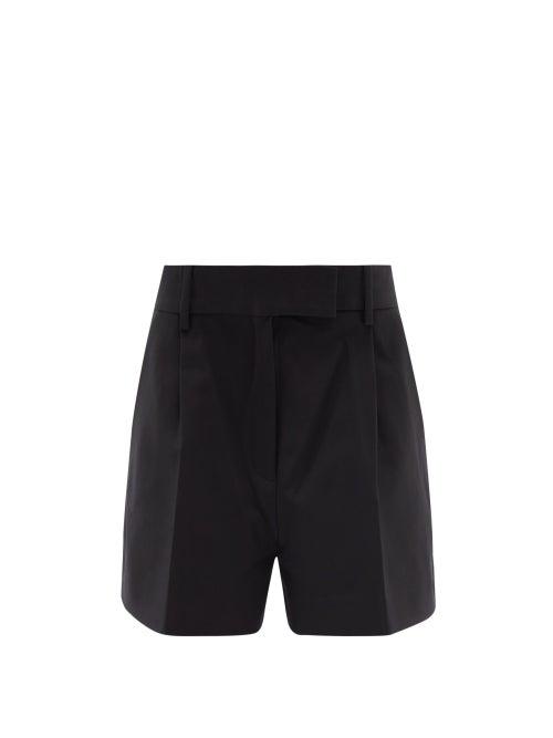 Khaite - Maarte High-rise Cotton-twill Wide-leg Shorts - Womens - Black