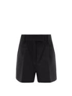 Khaite - Maarte High-rise Cotton-twill Wide-leg Shorts - Womens - Black