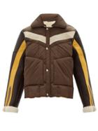 Matchesfashion.com Schott - Leather Sleeves Technical Quilted Shearling Jacket - Mens - Brown Multi