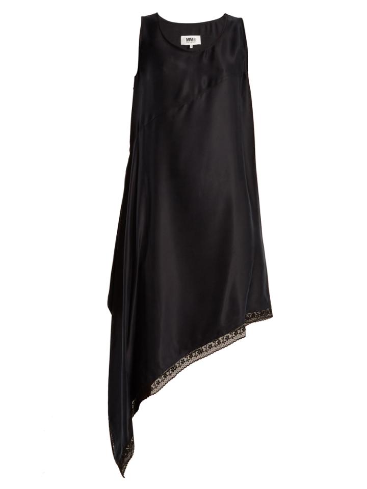 Mm6 By Maison Margiela Asymmetric-hem Sandwashed-satin Dress