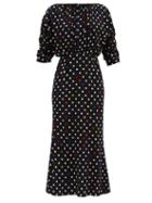Matchesfashion.com Christopher Kane - Rainbow Polka Dot Gathered Midi Dress - Womens - Black