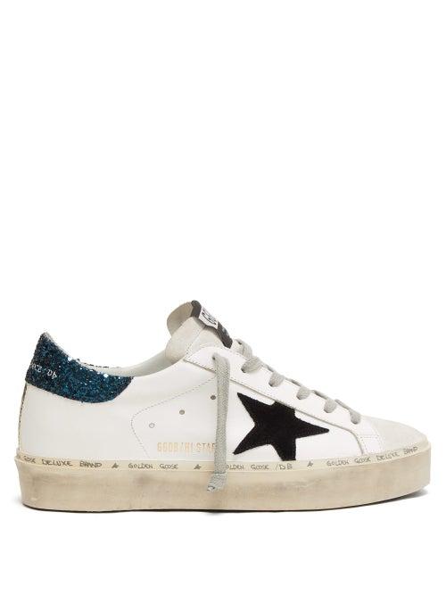Matchesfashion.com Golden Goose - Hi Star Glittered Leather Trainers - Womens - Blue White