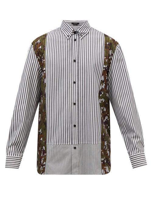 Versace - Acanthus-print Striped Cotton-oxford Shirt - Mens - Multi