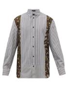 Versace - Acanthus-print Striped Cotton-oxford Shirt - Mens - Multi