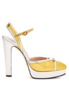 Matchesfashion.com Gucci - Alison Metallic-leather Platform Pumps - Womens - Silver Gold