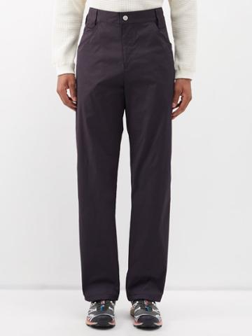 Affxwrks - Panel Straight-leg Twill Trousers - Mens - Dark Purple