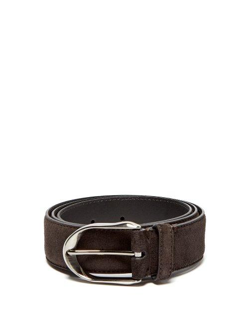 Matchesfashion.com Ermenegildo Zegna - Suede Belt - Mens - Brown