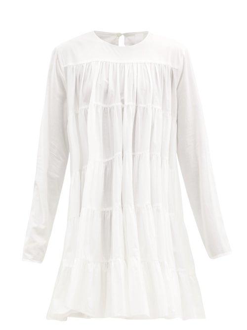 Merlette - Soliman Tiered Cotton Mini Dress - Womens - White