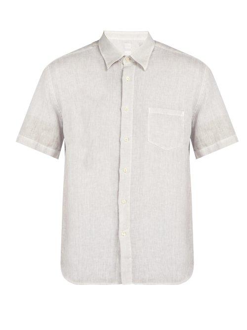 Matchesfashion.com 120% Lino - Short Sleeved Linen Shirt - Mens - Grey