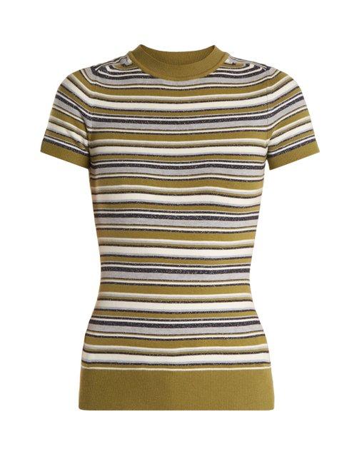 Matchesfashion.com Joostricot - Crew Neck Striped Short Sleeved Knit Sweater - Womens - Multi