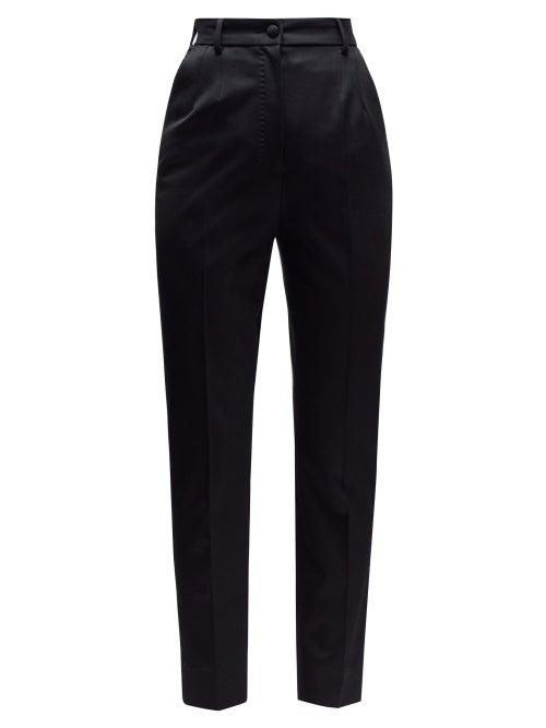 Matchesfashion.com Dolce & Gabbana - High Rise Slim Leg Tailored Trousers - Womens - Black