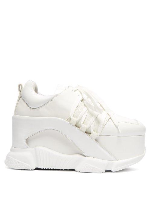 Matchesfashion.com Marques'almeida - Leather Platform Trainers - Womens - White